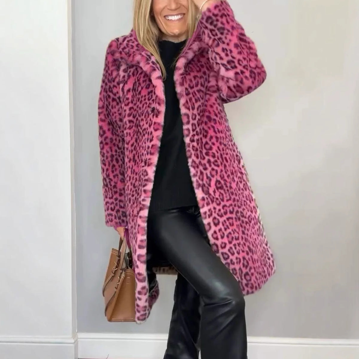 Out-Shine | Leopard pattern plush coat