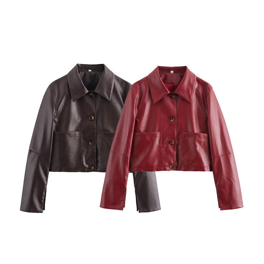 Out-Shine | Plain color leather jacket