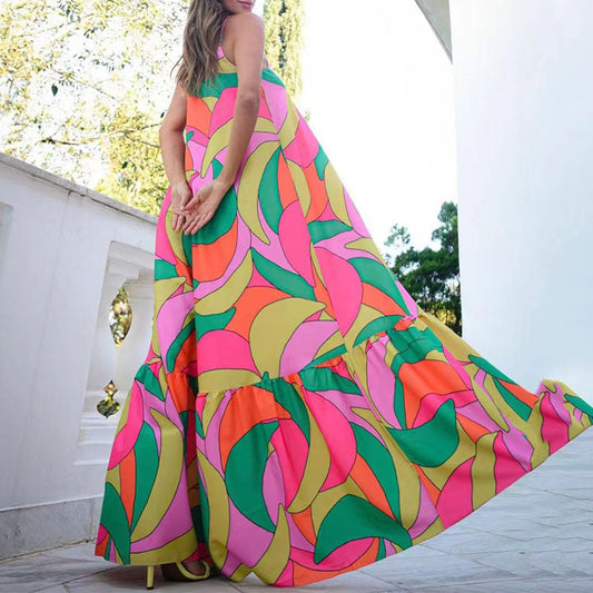 Deslumbra | Elegante vestido estampado con espalda descubierta