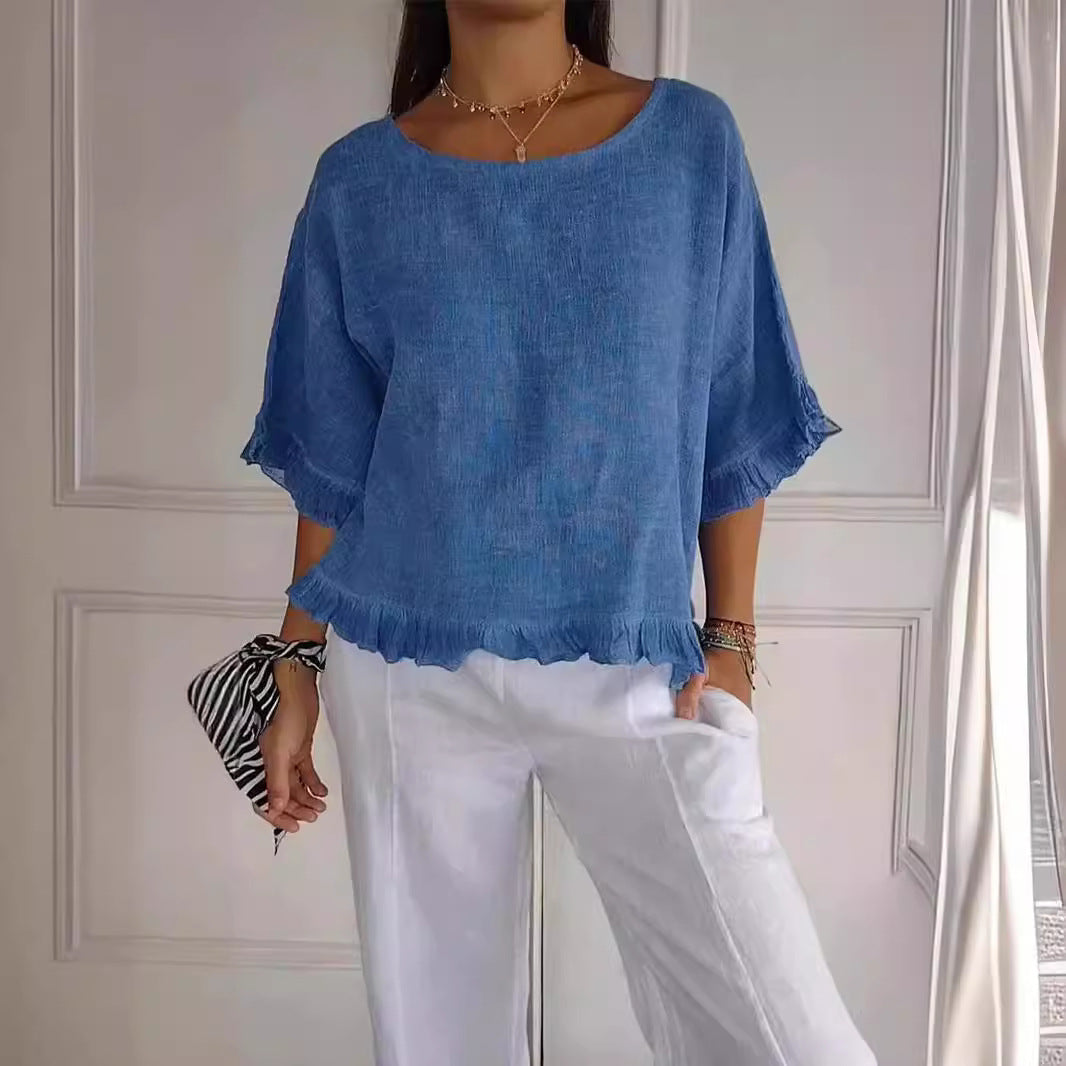 Out-Shine | Ruffle Hem Short Sleeve T Shirt