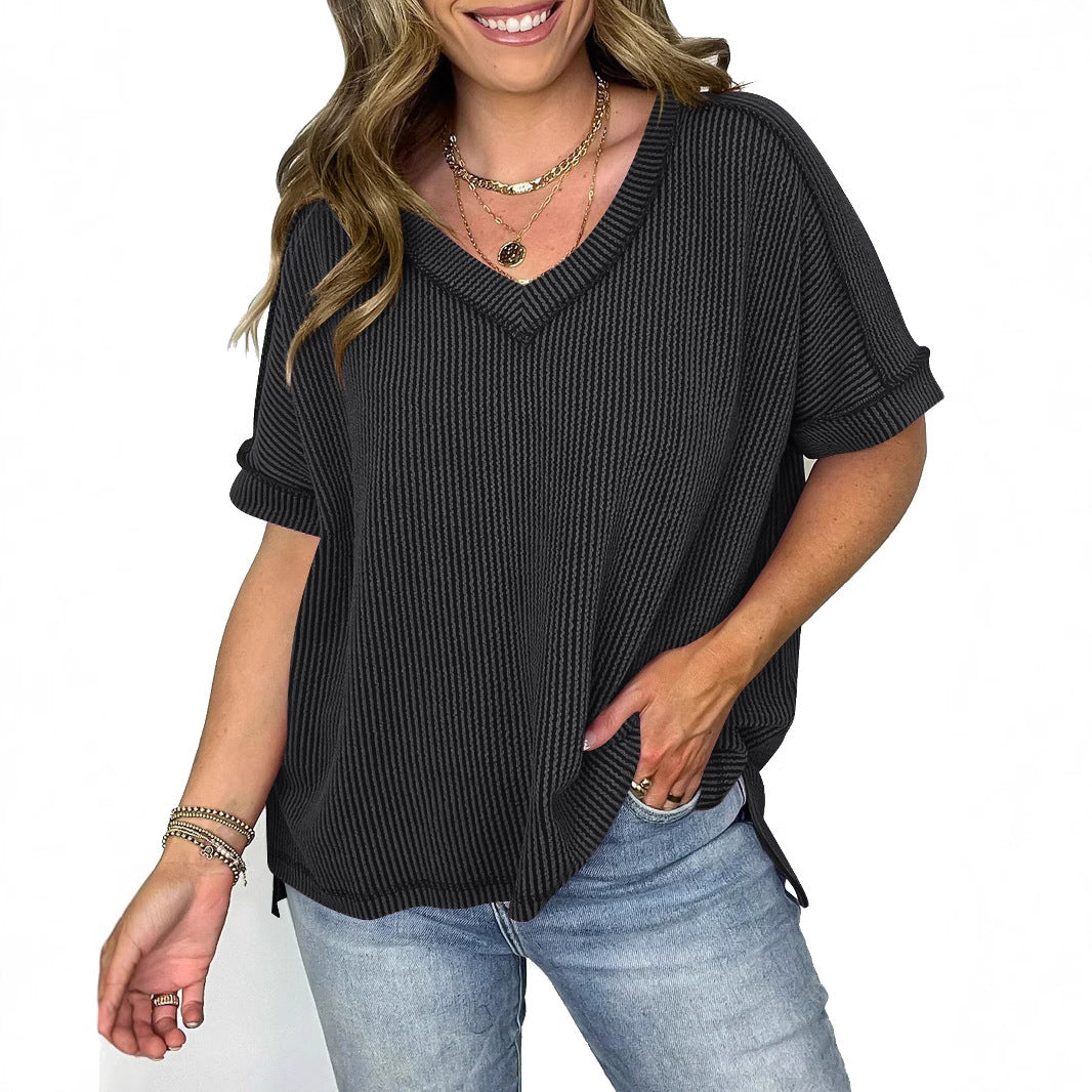 Deslumbra | Top de manga corta con escote en V 