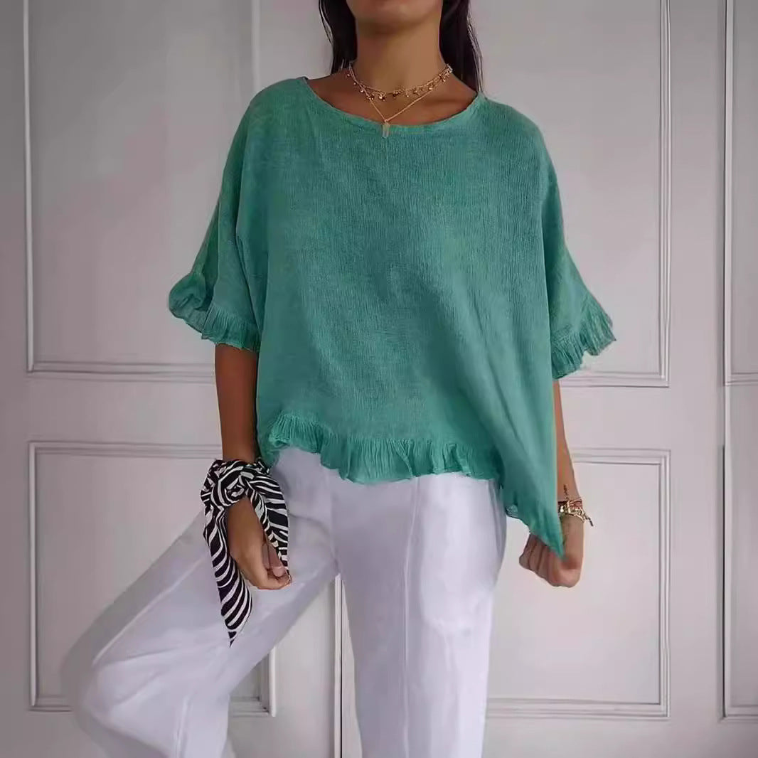 Out-Shine | Ruffle Hem Short Sleeve T Shirt