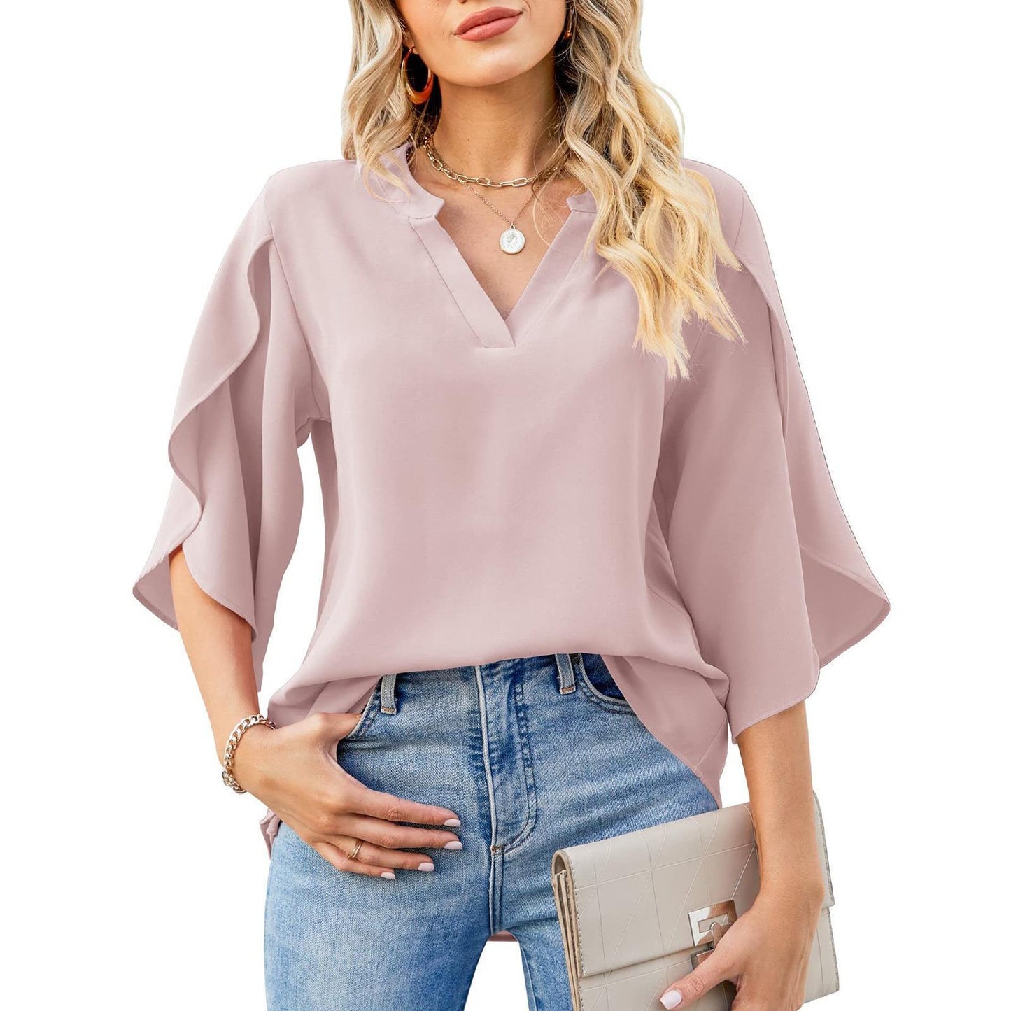 Out-Shine | Petal Sleeve Chiffon Shirt