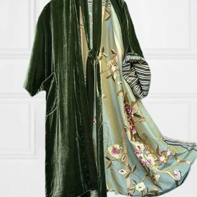 Out-Shine | Satin Digital Floral Size Cardigan Pajamas