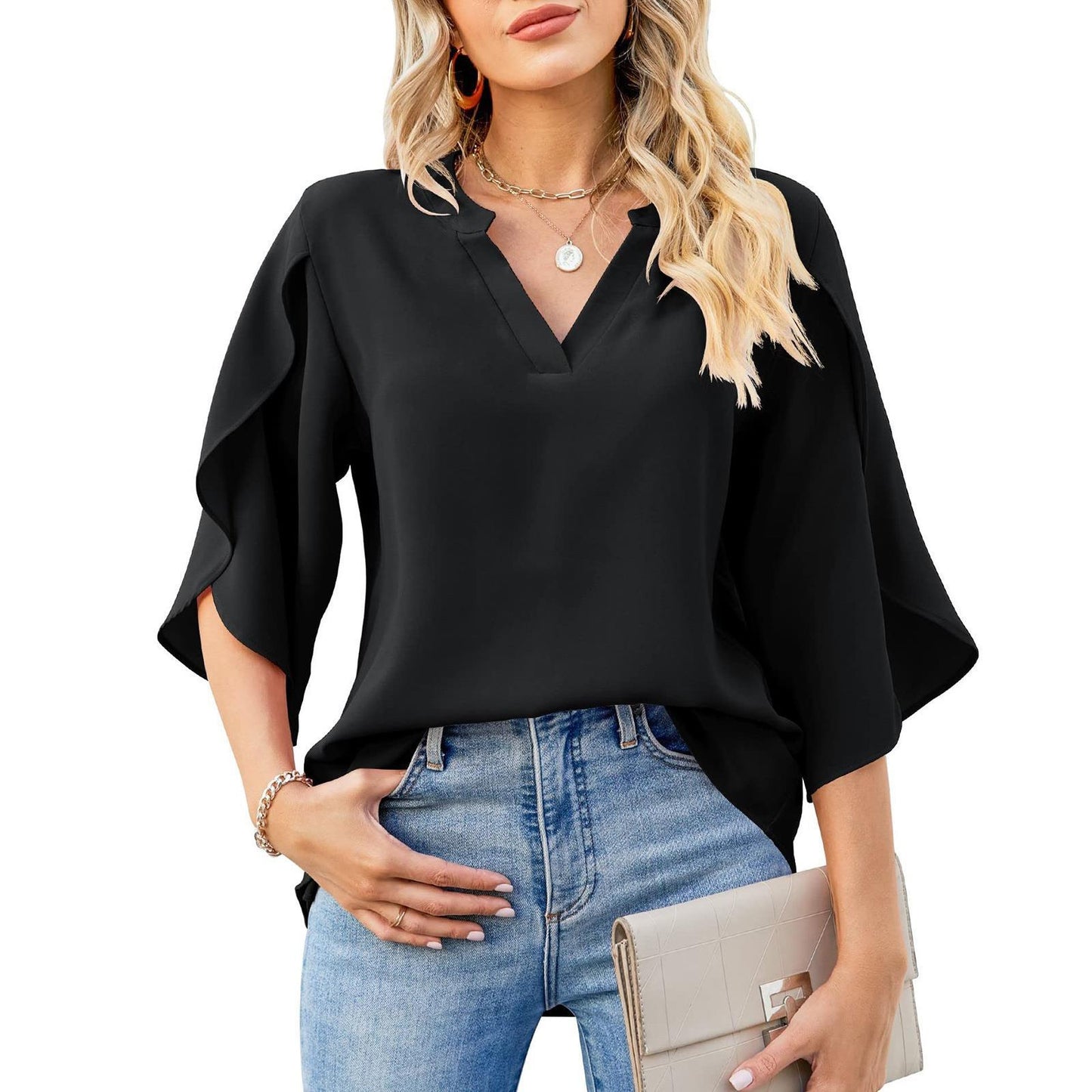 Out-Shine | Petal Sleeve Chiffon Shirt