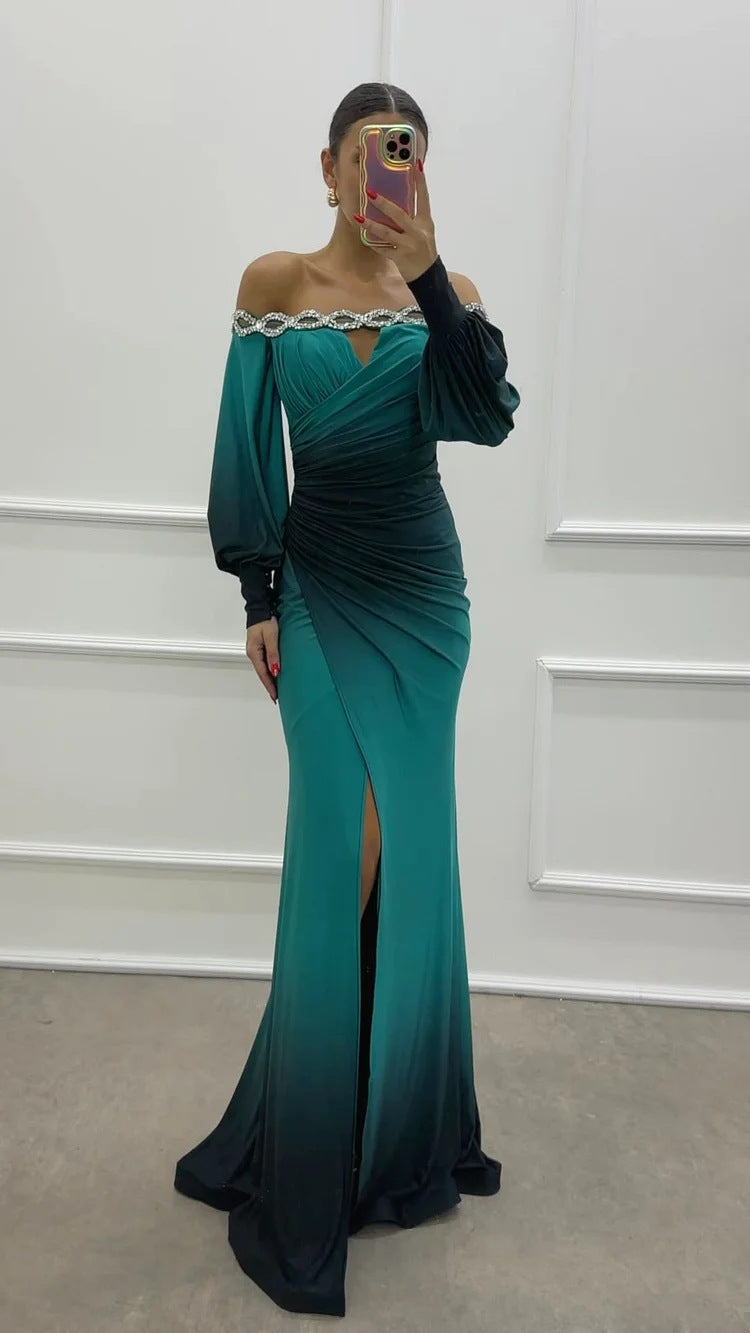 Deslumbra | Vestido de fiesta con camisola y abertura estratégica en corte A