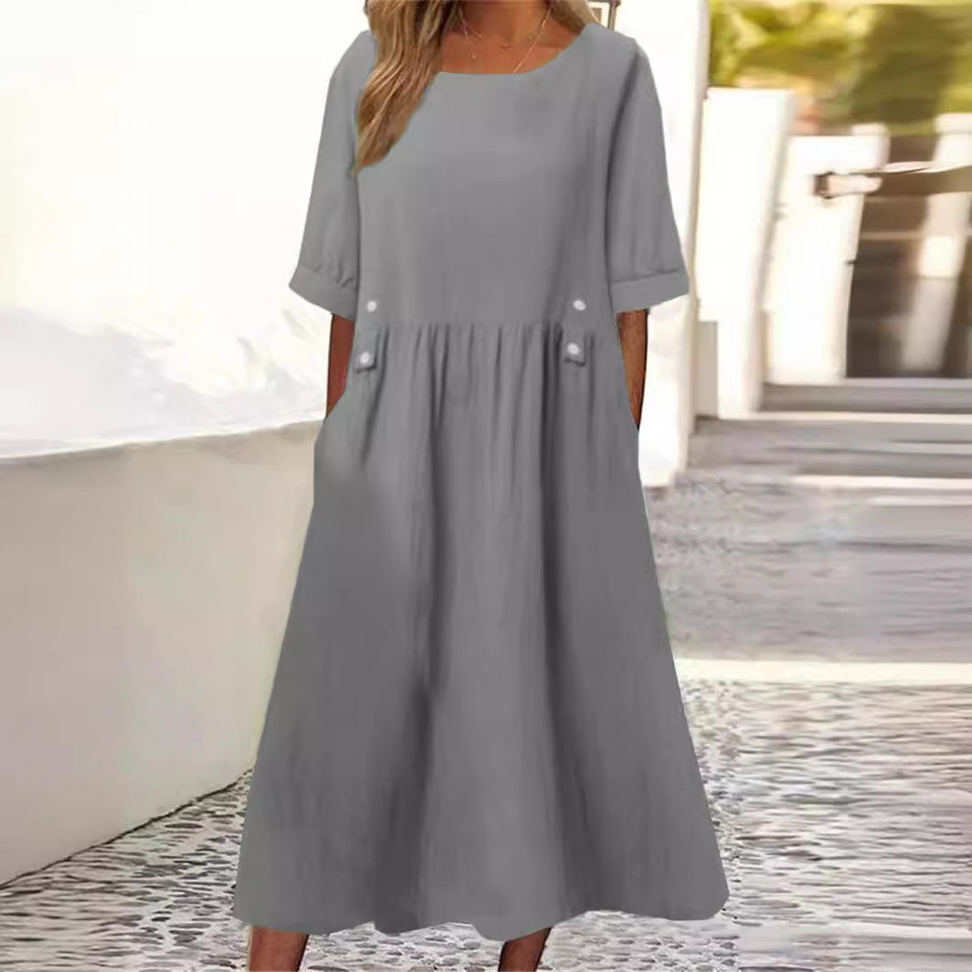 Out-Shine | Button Accent Midi Dress