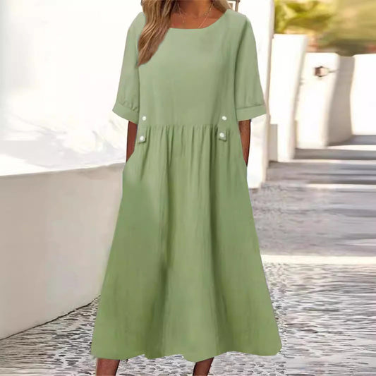 Out-Shine | Button Accent Midi Dress