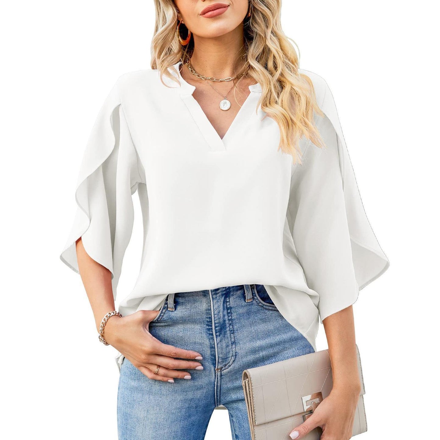 Out-Shine | Petal Sleeve Chiffon Shirt