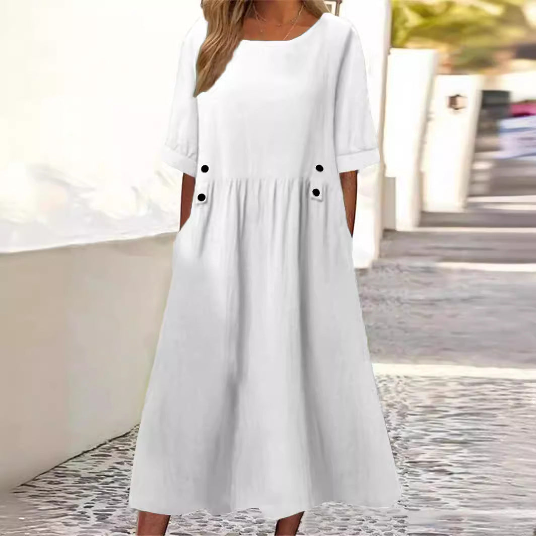 Out-Shine | Button Accent Midi Dress
