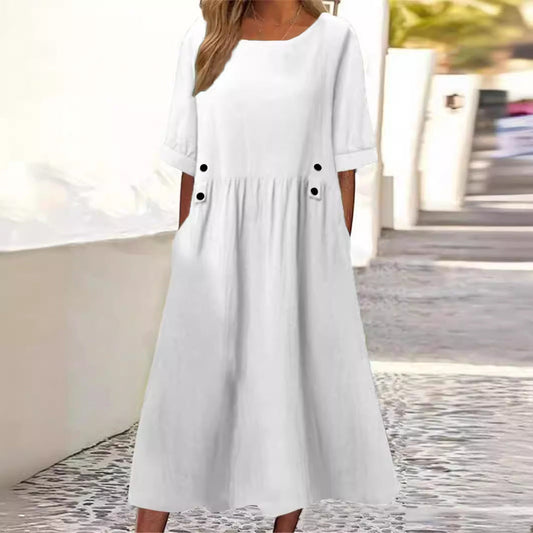 Out-Shine | Button Accent Midi Dress