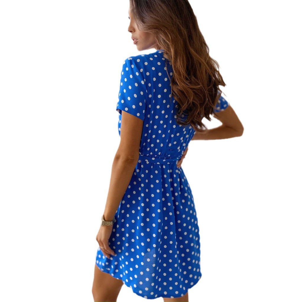 Deslumbra | Vestido corto con cuello en V y ribete elástico 