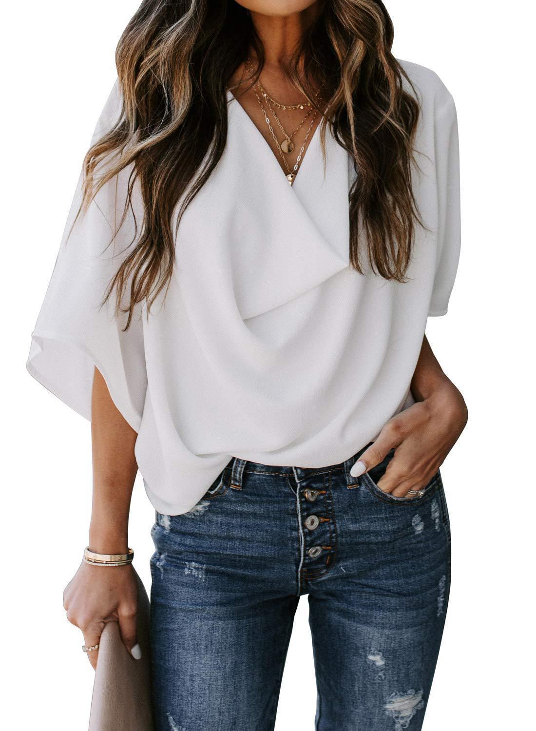 Out-Shine | Chiffon shirt with V neckline