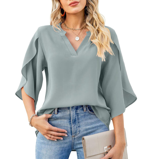 Out-Shine | Petal Sleeve Chiffon Shirt