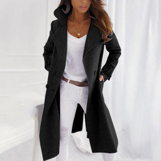 Out-Shine | Black wool coat with collar over