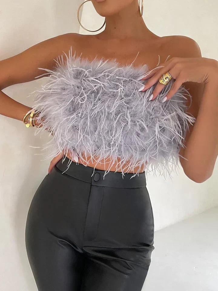 Out-Shine | Feather Bandeau Top