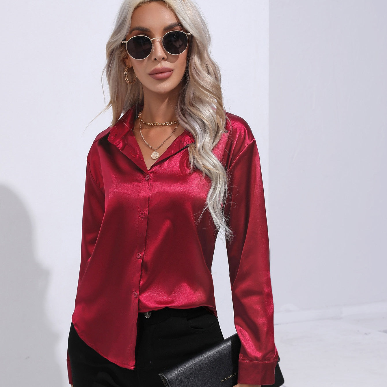 Out-Shine | Elegant Velvet - Faced Fitted Women's Shirt