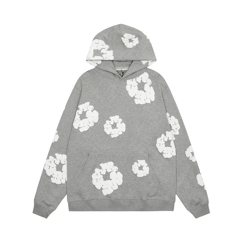 Out-Shine | Hooded Sweatshirt In Denim With Floral Print And Hood