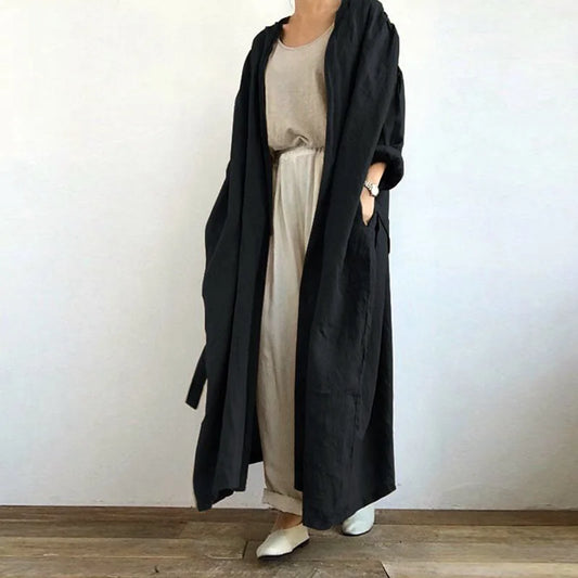 Out-Shine | Long Sleeve Open Front Cotton Linen Cardigan