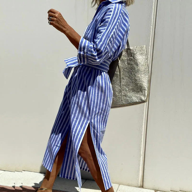 Out-Shine | Striped Shirt Dress From Linen