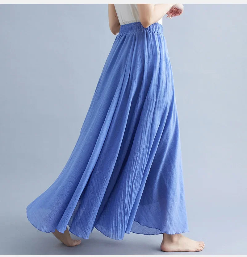 Deslumbra | Falda maxi de algodón forrada para mujer, estilo Y2K elegante para la playa, vestido boho relajado con bajo largo, estilo Harajuku