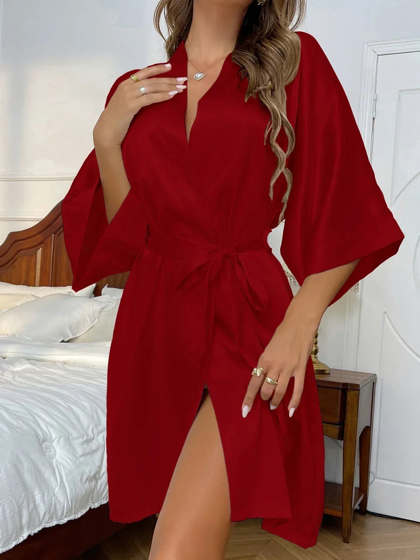 Out-Shine | Women's Satin Kimono: Elegant And Comfortable Relaxation