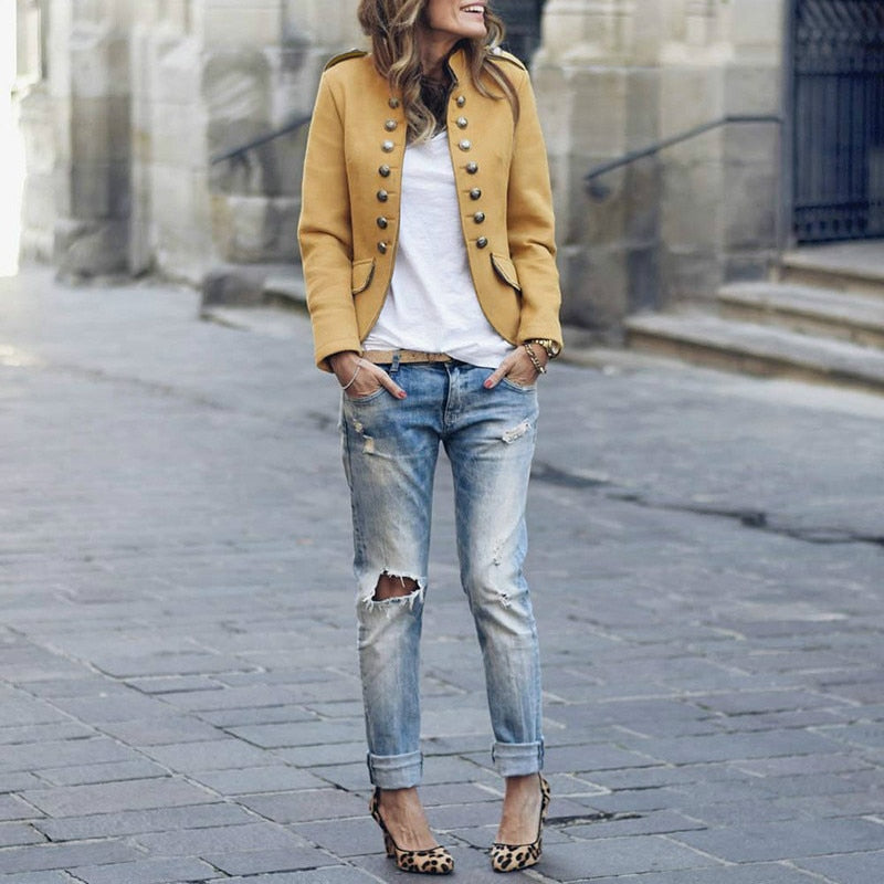 Out-Shine | Trendy Blazer With Modern Buttons For Women