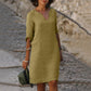 Out-Shine | Black linen summer dress with V neckline