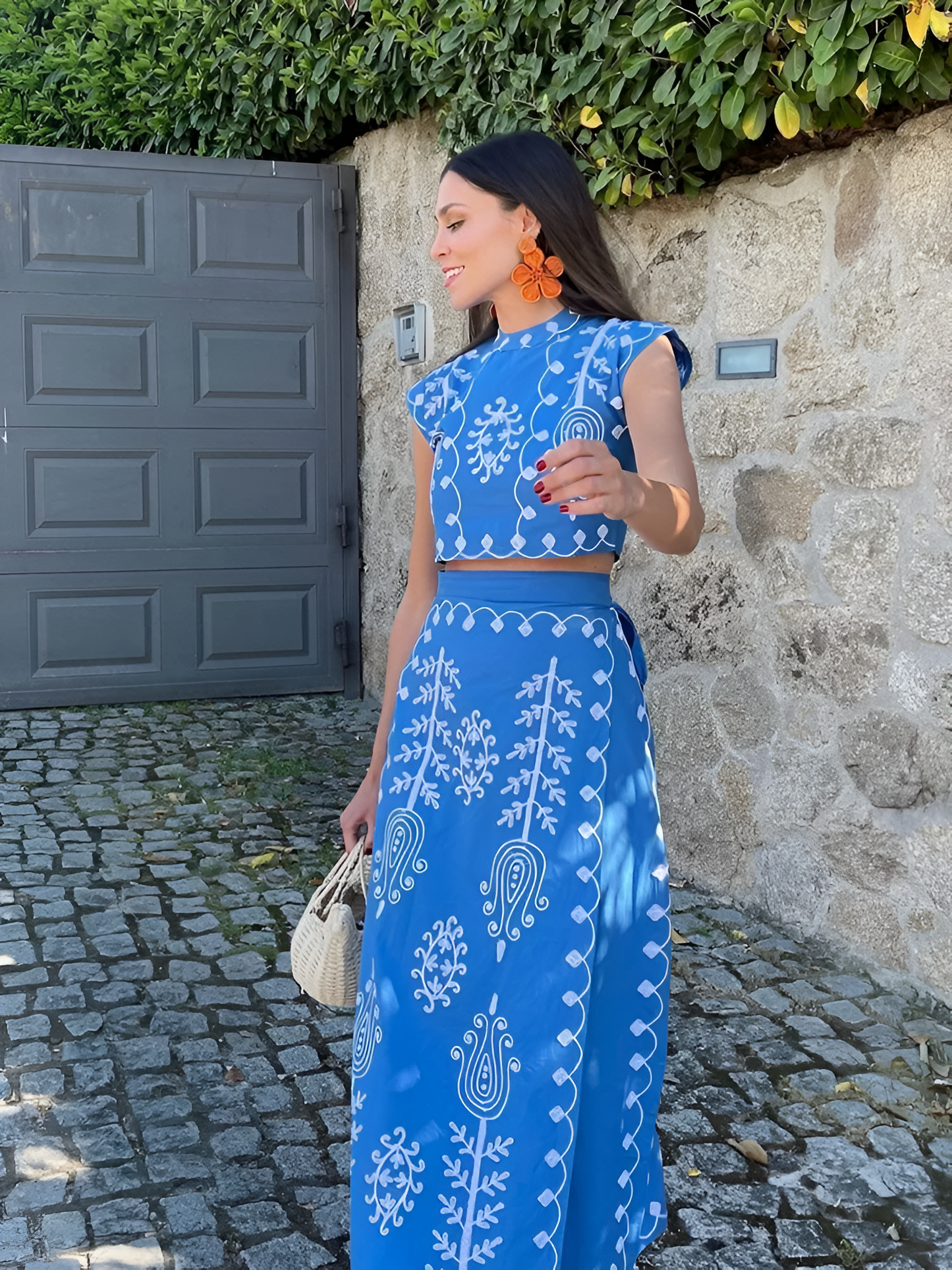 Out-Shine | Elegant Printed Top And Skirt Set