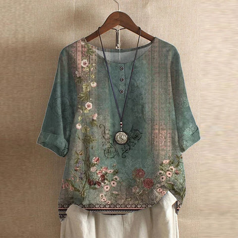 Out-Shine | Vintage Floral Charm Blouse