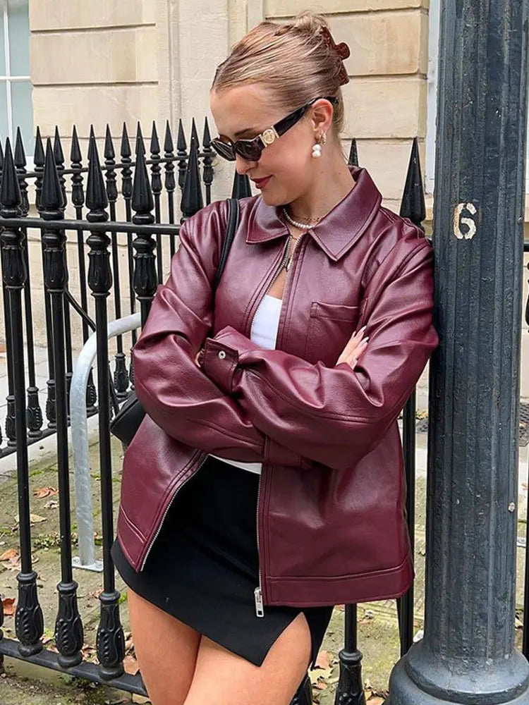 Out-Shine | Women's Oversized Leather Jacket