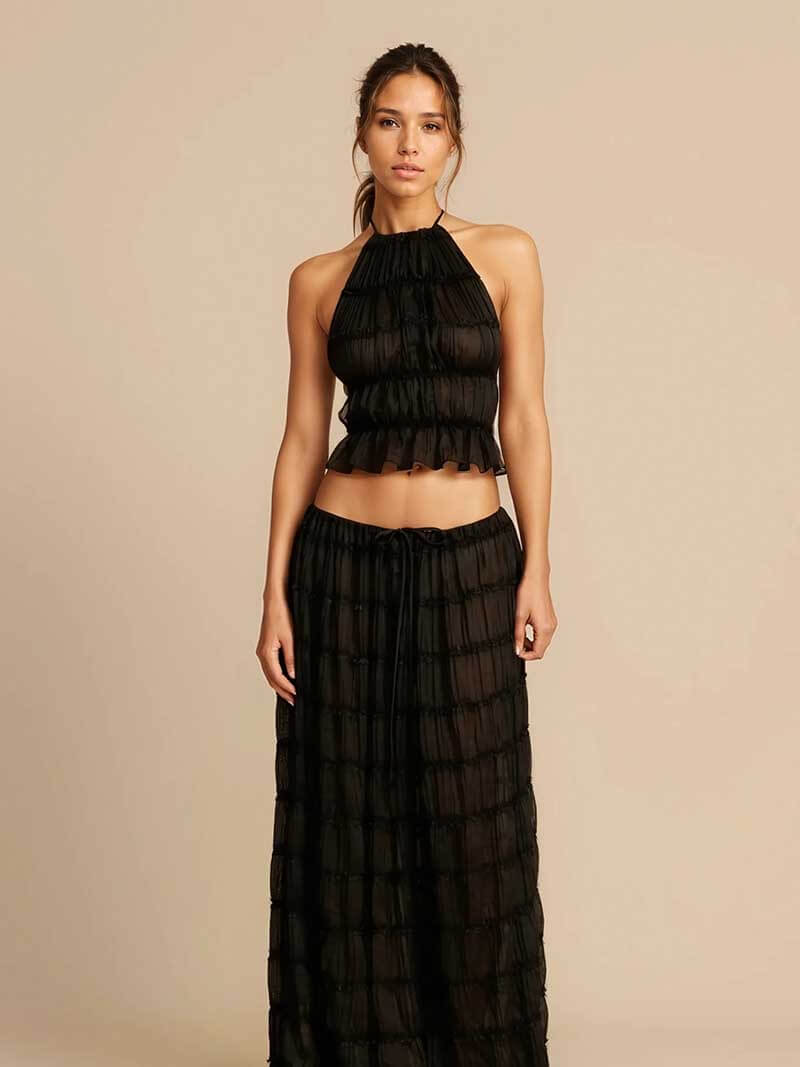 Out-Shine | Amen Backless Top and Long Skirt Set Stylish