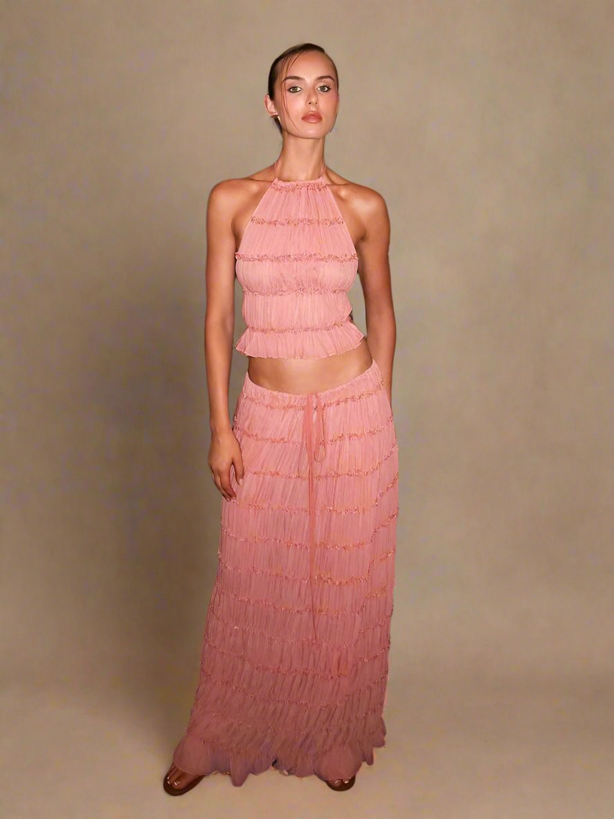 Out-Shine | Amen Backless Top and Long Skirt Set Stylish