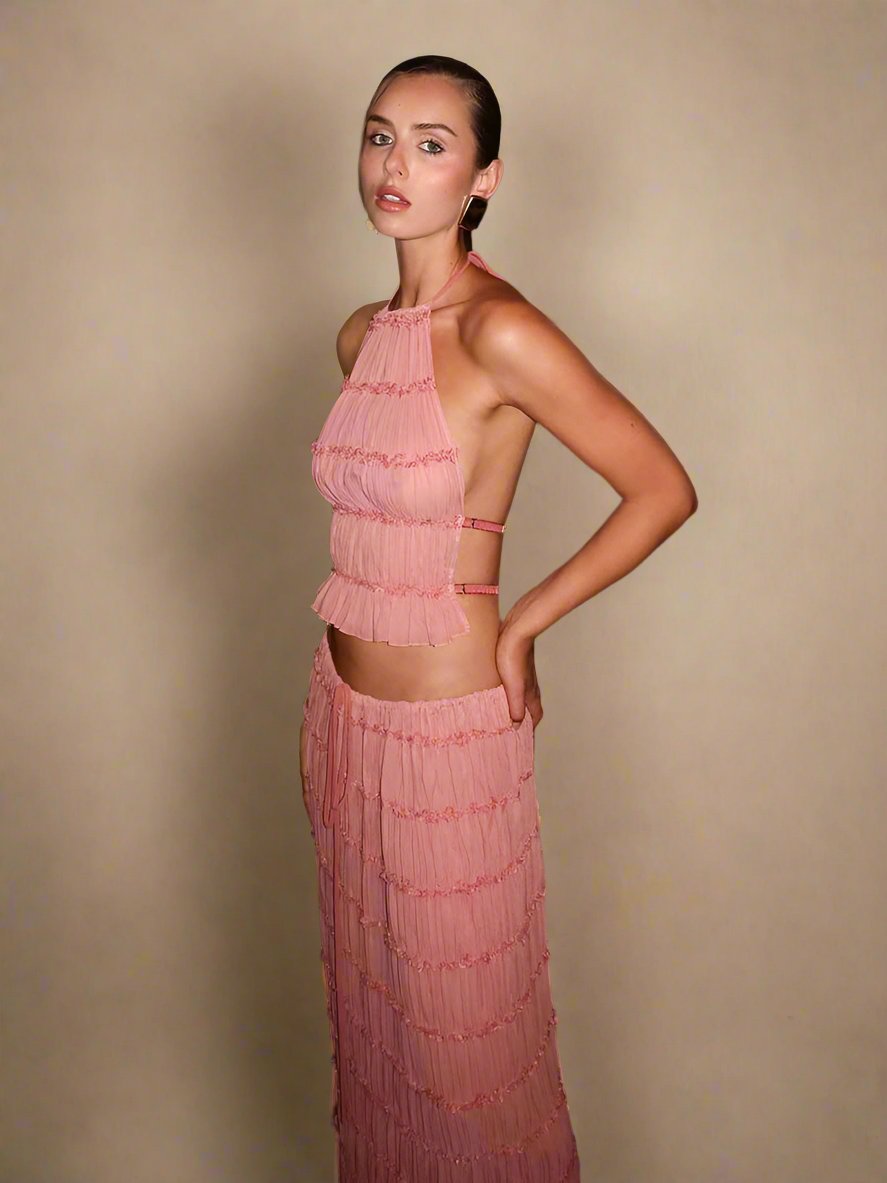Out-Shine | Amen Backless Top and Long Skirt Set Stylish