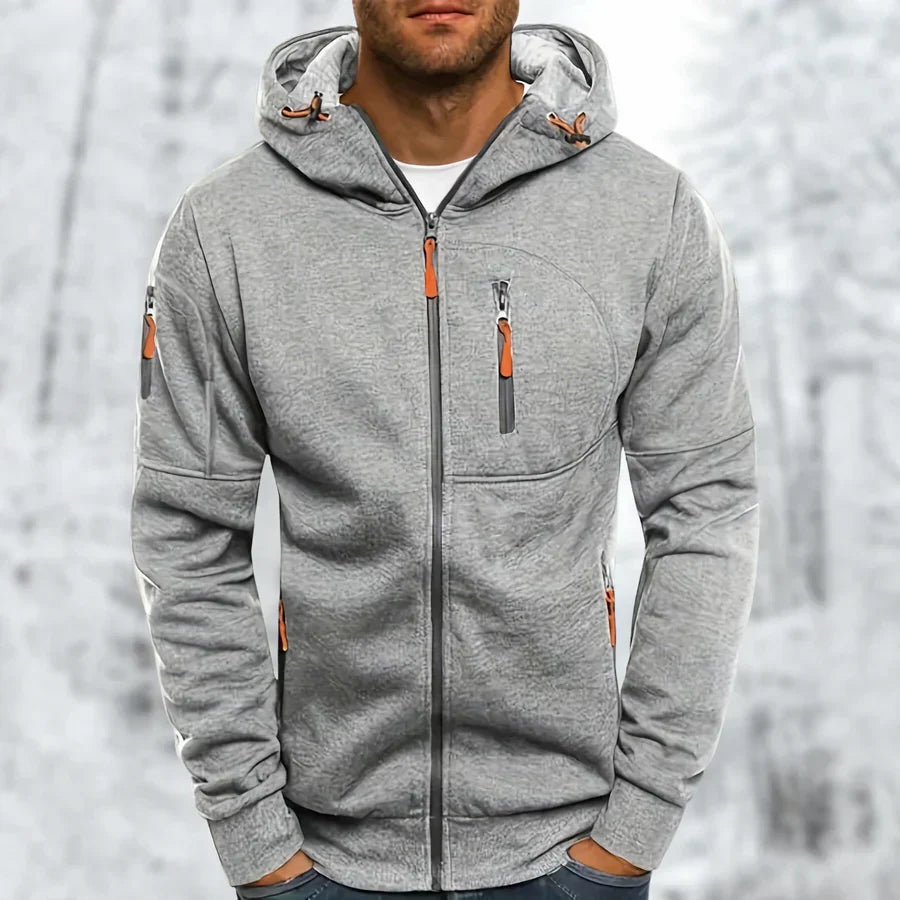 Out-Shine | Men's Long Sleeve Slim Fit Pocket Full Zip Sweatshirt Hoodie