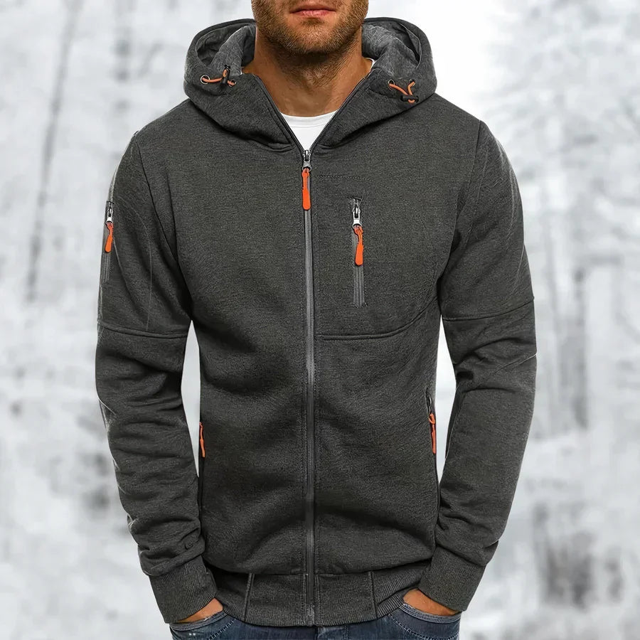 Out-Shine | Men's Long Sleeve Slim Fit Pocket Full Zip Sweatshirt Hoodie