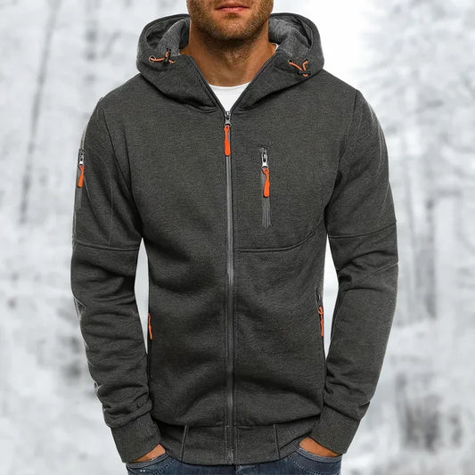 Out-Shine | Men's Long Sleeve Slim Fit Pocket Full Zip Sweatshirt Hoodie