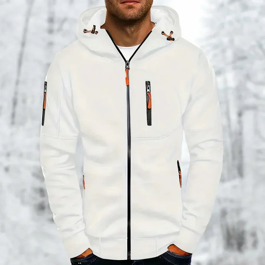 Out-Shine | Men's Long Sleeve Slim Fit Pocket Full Zip Sweatshirt Hoodie