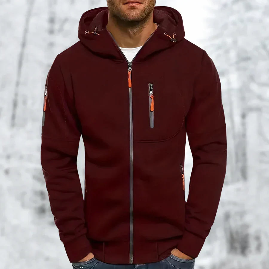 Out-Shine | Men's Long Sleeve Slim Fit Pocket Full Zip Sweatshirt Hoodie