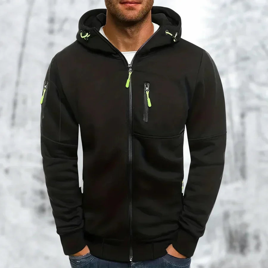 Out-Shine | Men's Long Sleeve Slim Fit Pocket Full Zip Sweatshirt Hoodie