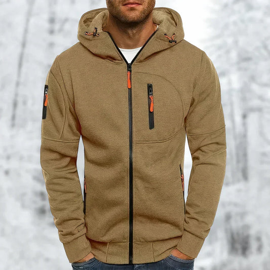 Out-Shine | Men's Long Sleeve Slim Fit Pocket Full Zip Sweatshirt Hoodie