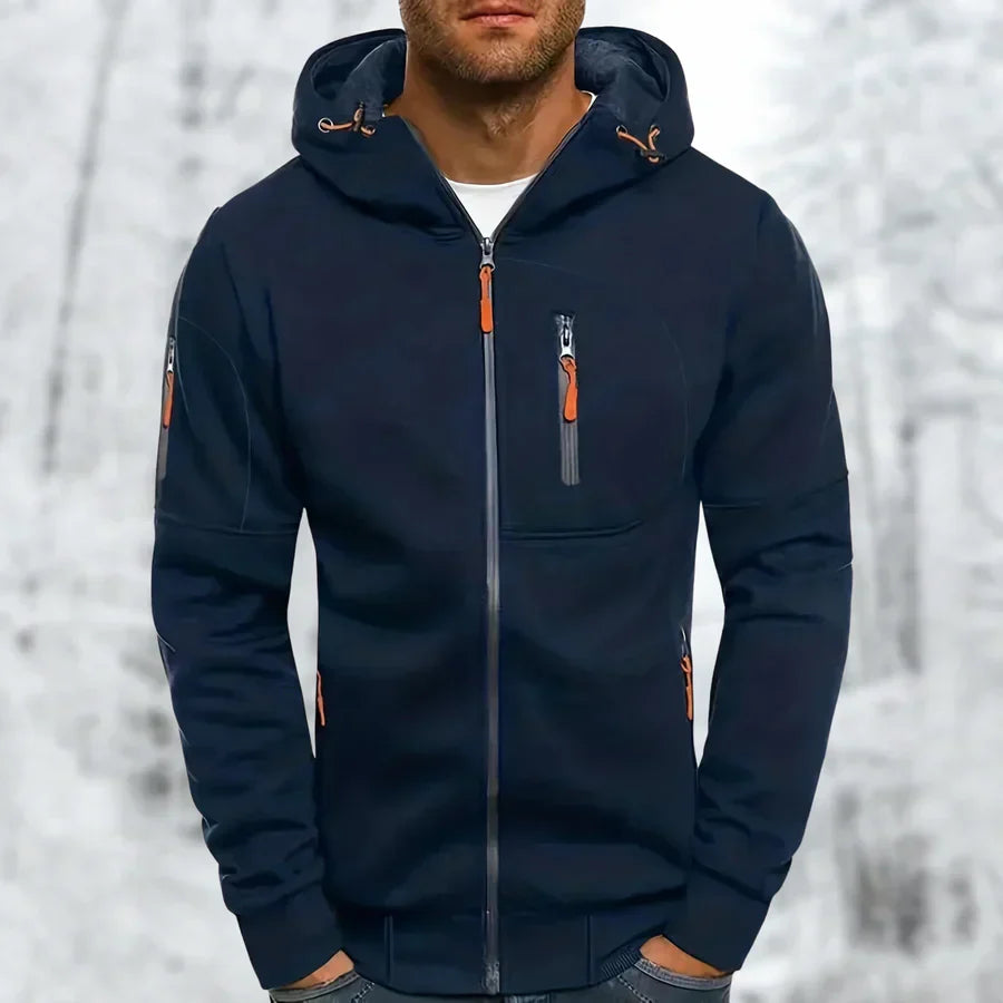 Out-Shine | Men's Long Sleeve Slim Fit Pocket Full Zip Sweatshirt Hoodie