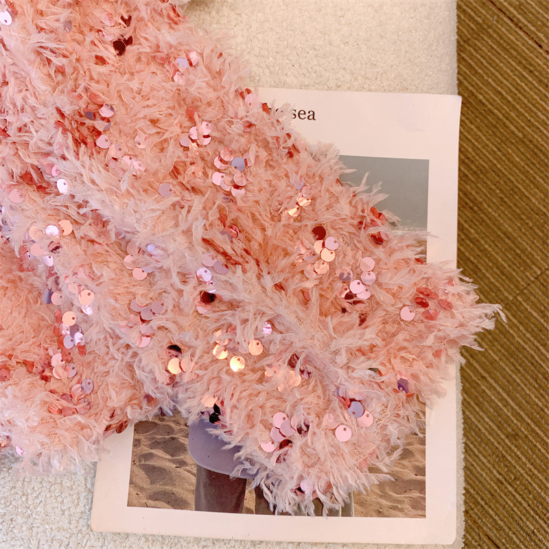 Out-Shine | Chic Sequins Feathery Sweater