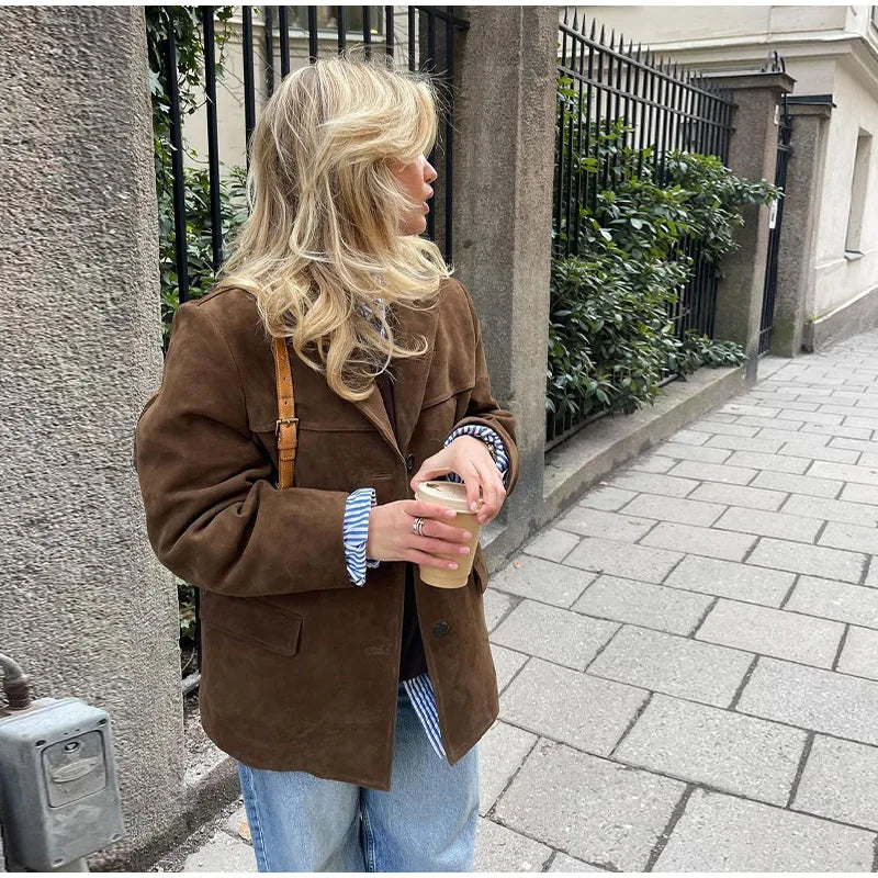 Out-Shine | Suede Blazer for Women