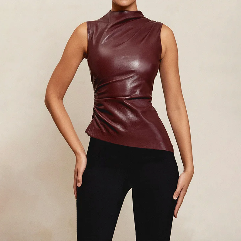 Out-Shine | Faux Leather Top