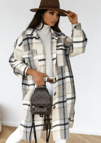 Out-Shine | Long Patterned Coat with Stylish Design