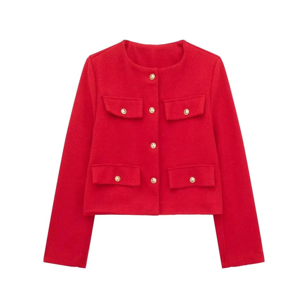 Out-Shine | Trendy Buttoned Short Blazer
