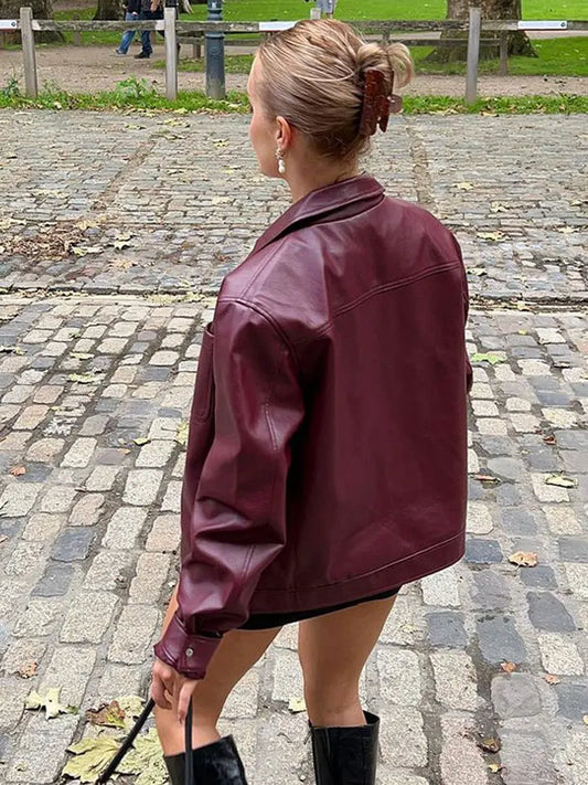 Out-Shine | Women's Oversized Leather Jacket