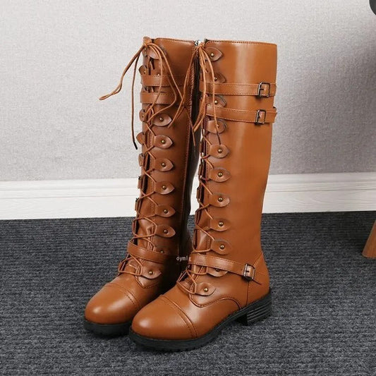 Out Shine | Retro Lace-up Boots with Buckle