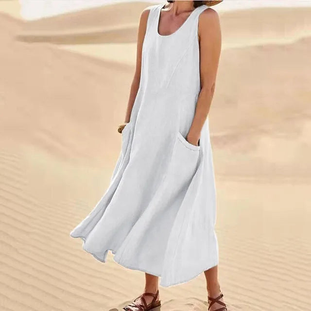 Out-Shine | Sleeveless Dress In Linen